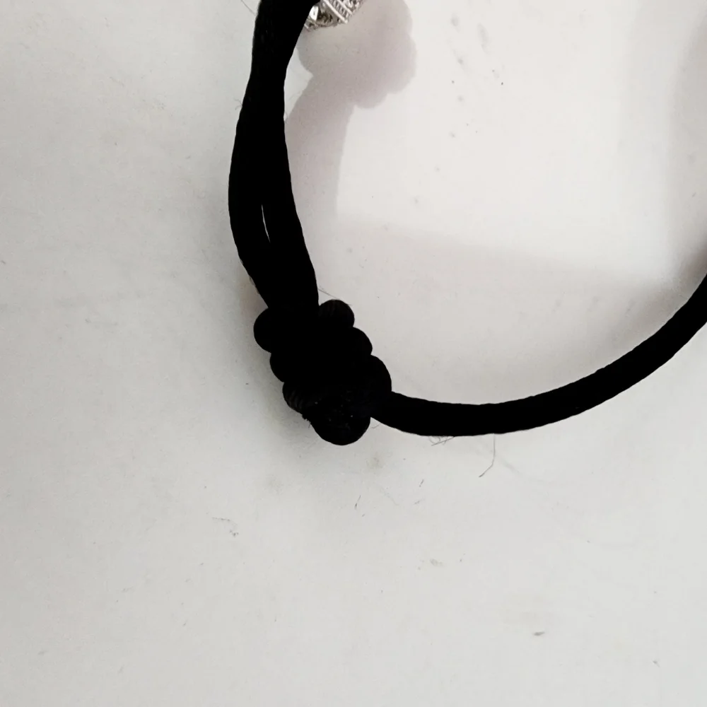 Rhinestone black satin cord‎ bracelet adjustable